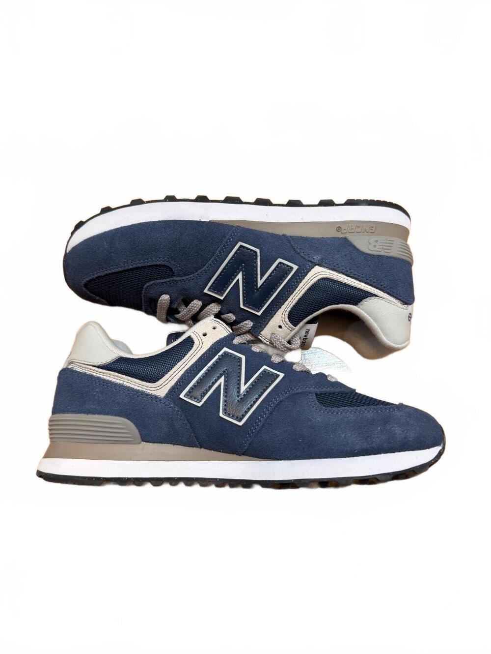 New Balance 574 Core Navy Blue White Suede Sneakers Men's 8.5 US – Brand New